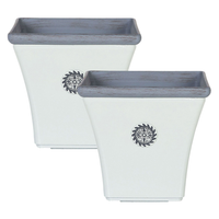 Set di 2 vasi in pietra bianca resistente ai raggi UV 32 x 32 x 31 cm ideale per interni ed esterni