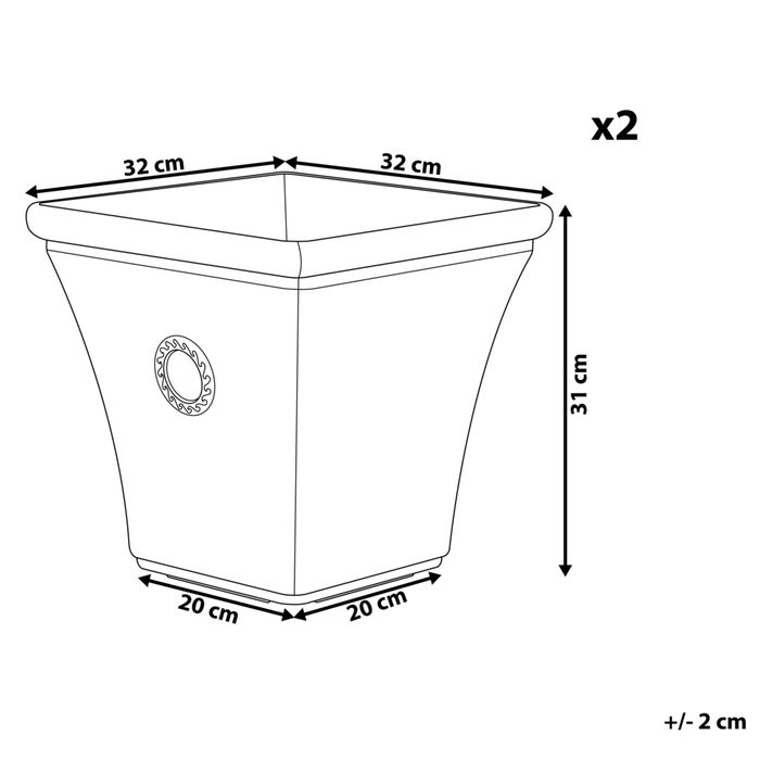 Set di 2 vasi in pietra bianca resistente ai raggi UV 32 x 32 x 31 cm ideale per interni ed esterni