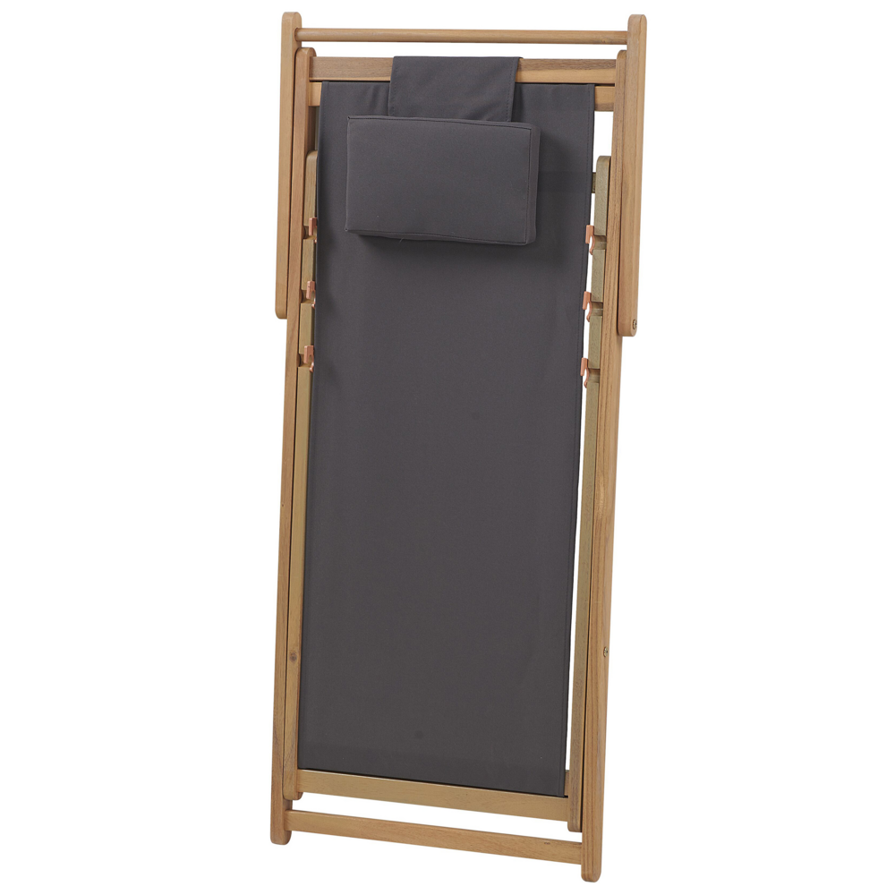 Set di 2 Sedie a Sdraio Giardino in Legno D'acacia Chiaro con 2 Federe in Tessuto sedile reclinabile pieghevole struttura