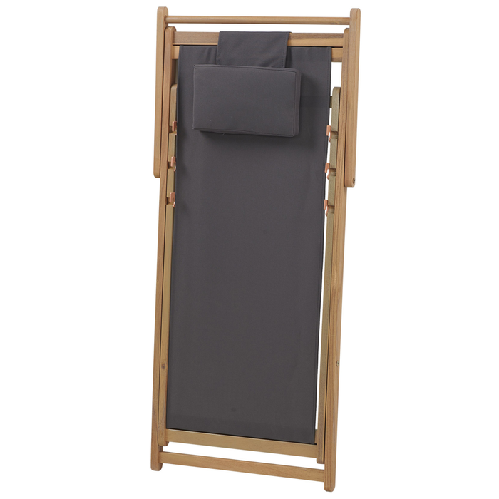 Set di 2 Sedie a Sdraio Giardino in Legno D'acacia Chiaro con 2 Federe in Tessuto sedile reclinabile pieghevole struttura