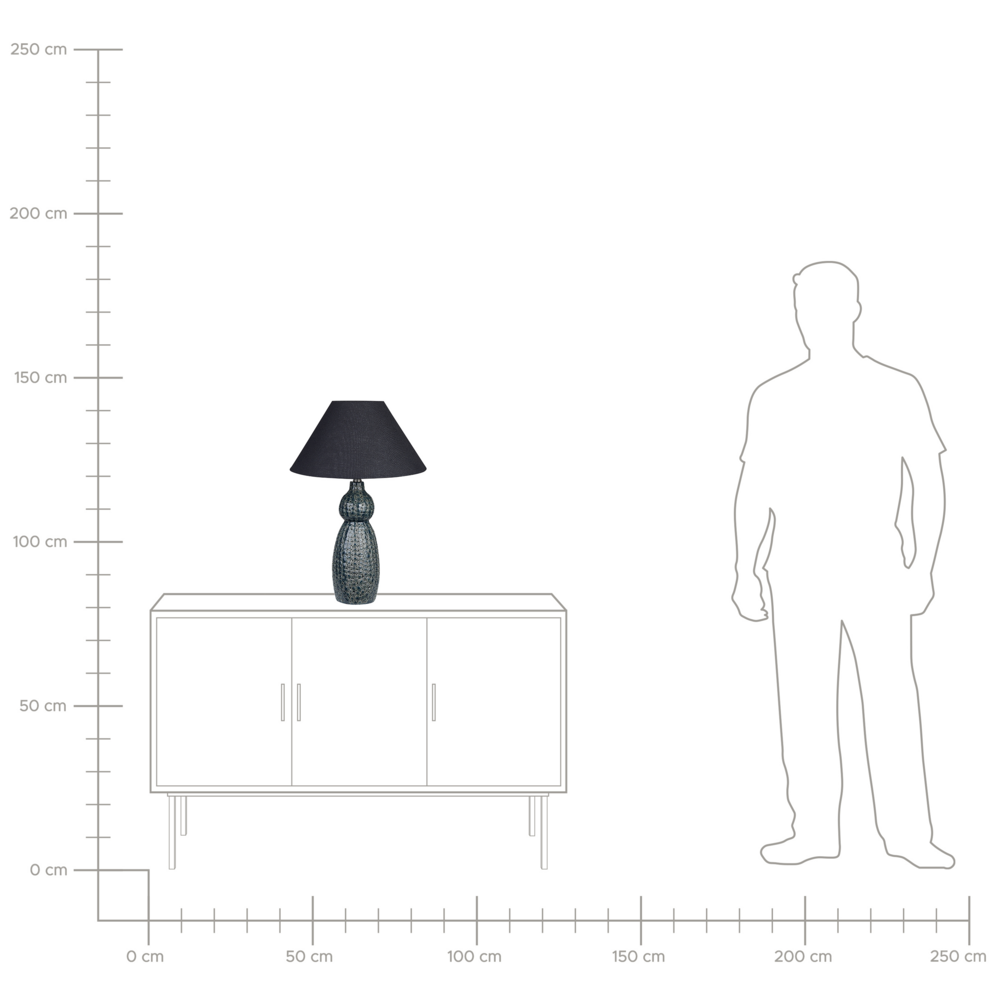 Lampada da tavolo Base in ceramica blu scuro nero Paralume in tessuto Illuminazione d'ambiente Lampada da tavolo da comodino