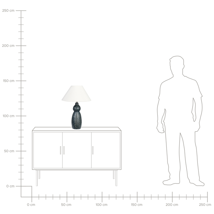 Lampada da tavolo Base in ceramica blu scuro nero Paralume in tessuto Illuminazione d'ambiente Lampada da tavolo da comodino