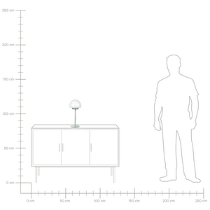Lampada da tavolo con base in metallo verde e paralume in vetro, in stile minimalista, per la casa e l'ufficio.