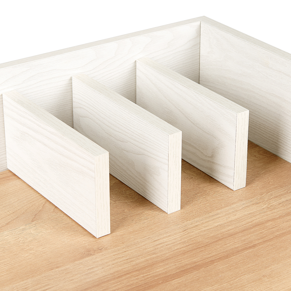 Scrivania per l'ufficio in legno chiaro e MDF bianco 90 x 60 cm con foro a occhiello