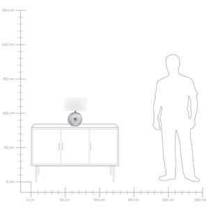 Lampada da tavolo in ceramica lino grigio bianco base 40 cm paralume in tessuto scrivania classica