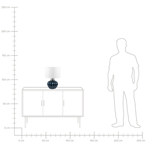 Lampada da Tavolo Lampada da Comodino Base in Ceramica Blu Tamburo paralume in policotone Paralume Rotondo