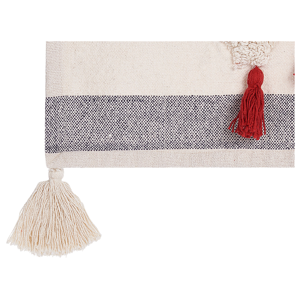 Plaid bianco e grigio in cotone copriletto a righe con cavalli 125 x 150 cm divano soggiorno camera da letto