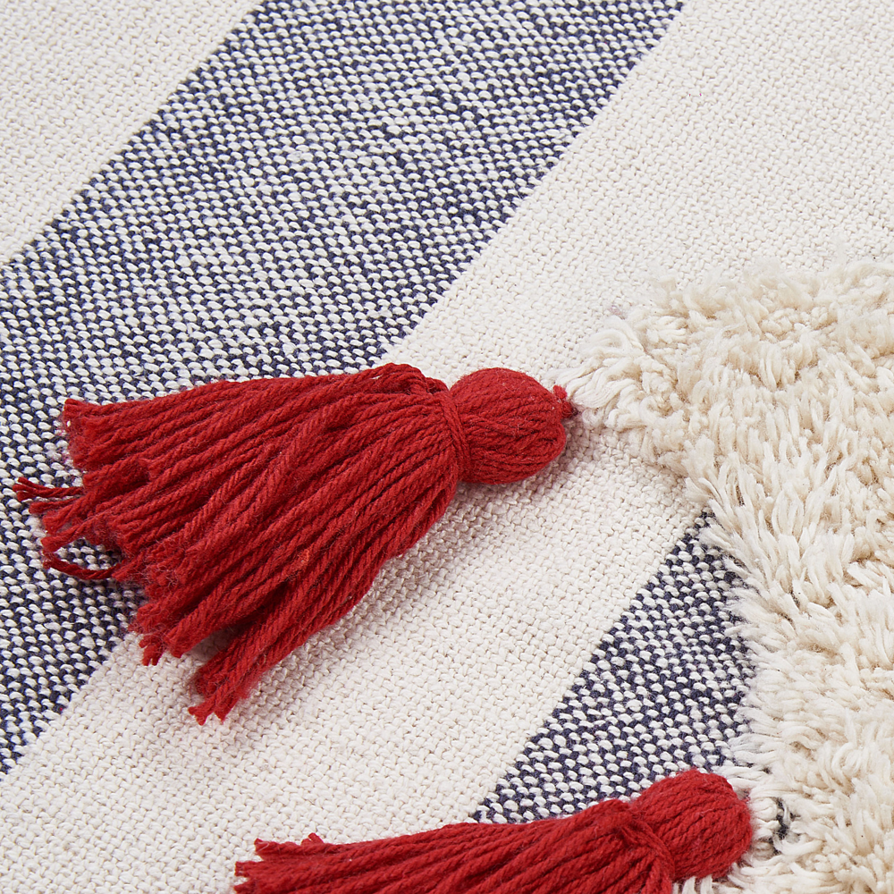 Plaid bianco e grigio in cotone copriletto a righe con cavalli 125 x 150 cm divano soggiorno camera da letto