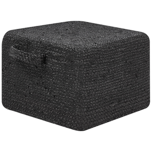 Pouf in juta naturale nero 45 x 45 cm pouf imbottitura in EPS maniglie accessorio boho