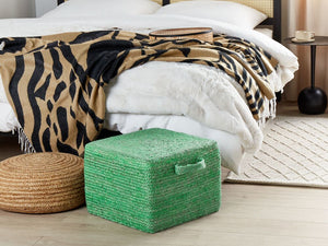 Pouf in juta naturale beige 45 x 45 cm pouf imbottitura in EPS maniglie accessorio boho