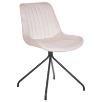 Set di 2 sedie imbottite in velluto beige senza braccioli con base a croce sala da pranzo per interni con gambe in acciaio