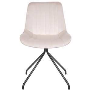 Set di 2 sedie imbottite in velluto beige senza braccioli con base a croce sala da pranzo per interni con gambe in acciaio