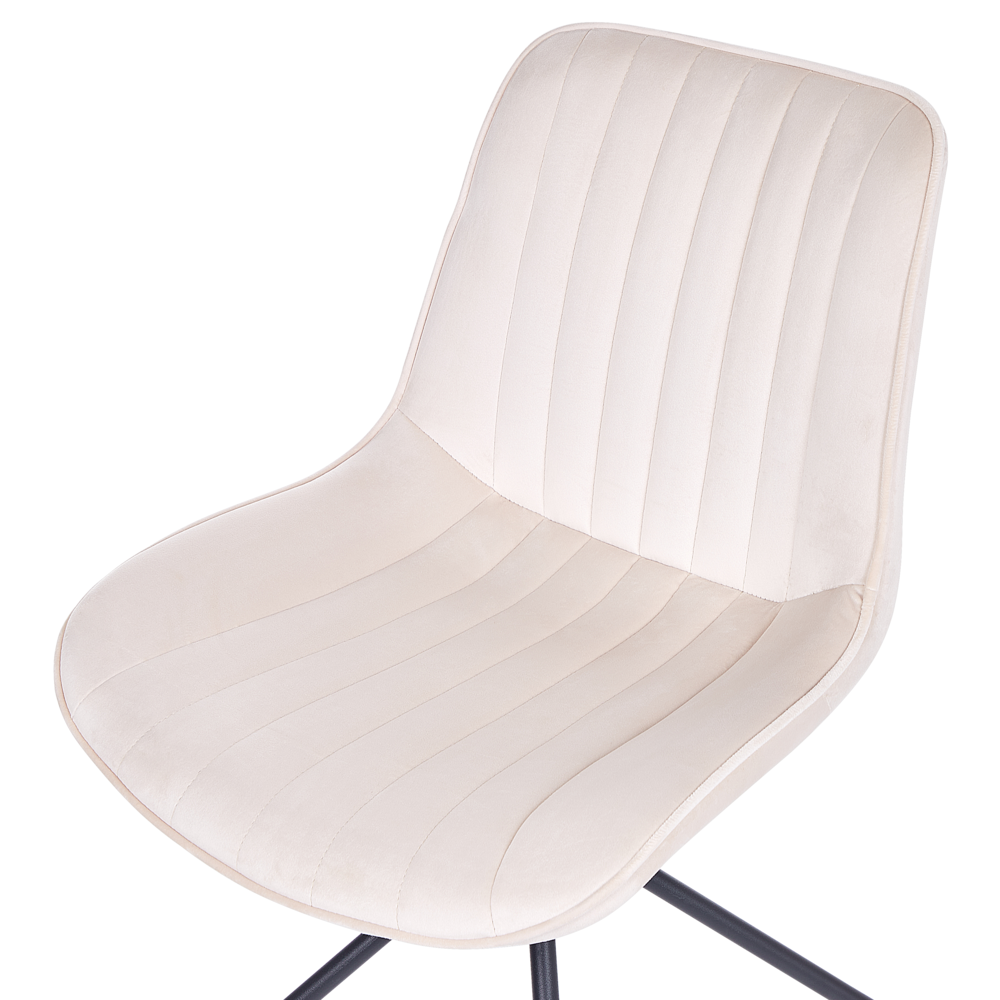 Set di 2 sedie imbottite in velluto beige senza braccioli con base a croce sala da pranzo per interni con gambe in acciaio