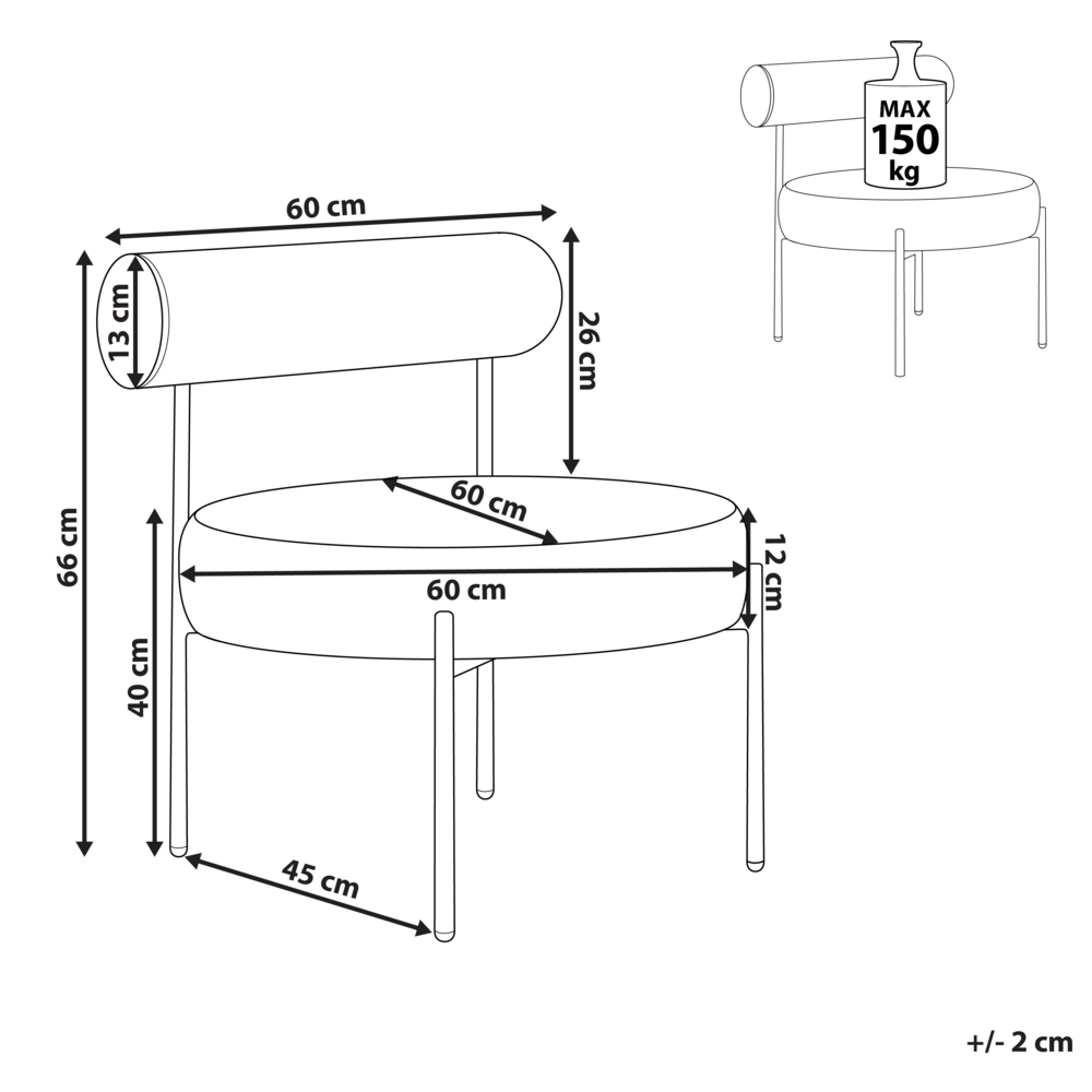 Sedia senza braccioli Rivestimento in velluto verde Smeraldo Seduta rotonda Design vintage Struttura in metallo nero