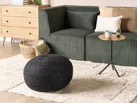 Pouf rotondo in iuta EPS con perline 45 x 45 x 30 cm nero ottoman in stile boho accessorio per la casa
