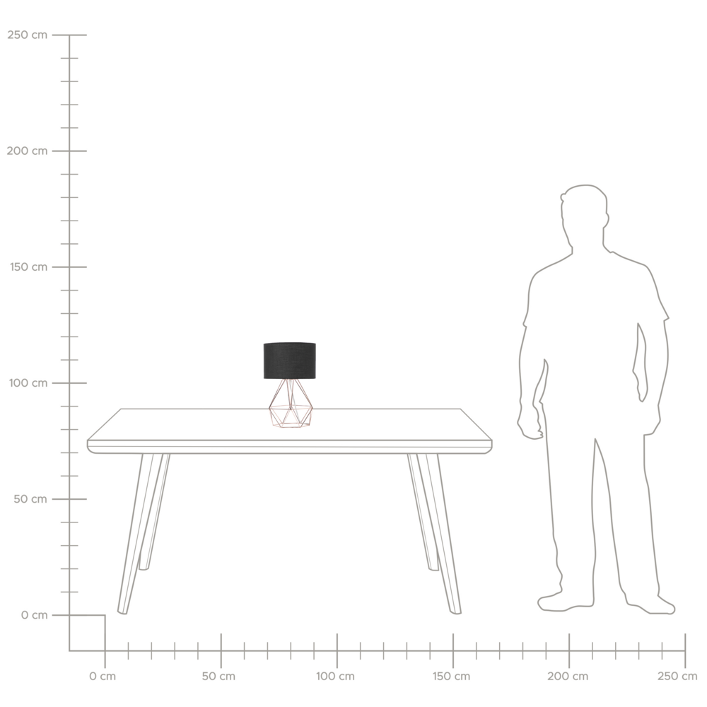 Lampada da Tavolo Paralume Nero Industrial Struttura a gabbia Rame