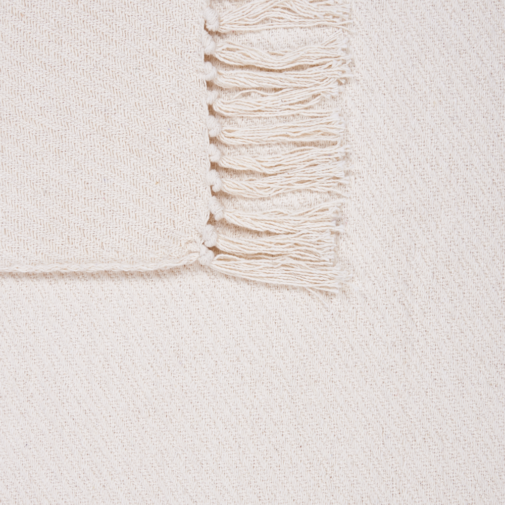 Coperta plaid beige in cotone con frange fatta a mano 125 x 150 cm soggiorno camera da letto divano