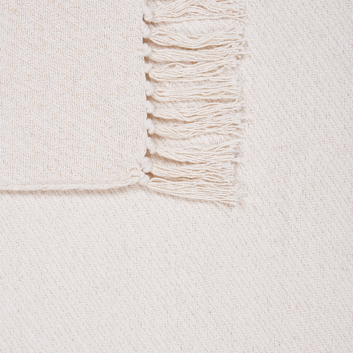 Coperta plaid beige in cotone con frange fatta a mano 125 x 150 cm soggiorno camera da letto divano