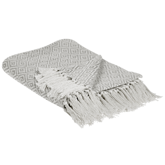 Coperta plaid con frange cotone taupe fatta a mano 125 x 150 cm stile boho camera da letto soggiorno