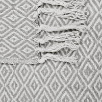 Coperta plaid con frange cotone taupe fatta a mano 125 x 150 cm stile boho camera da letto soggiorno