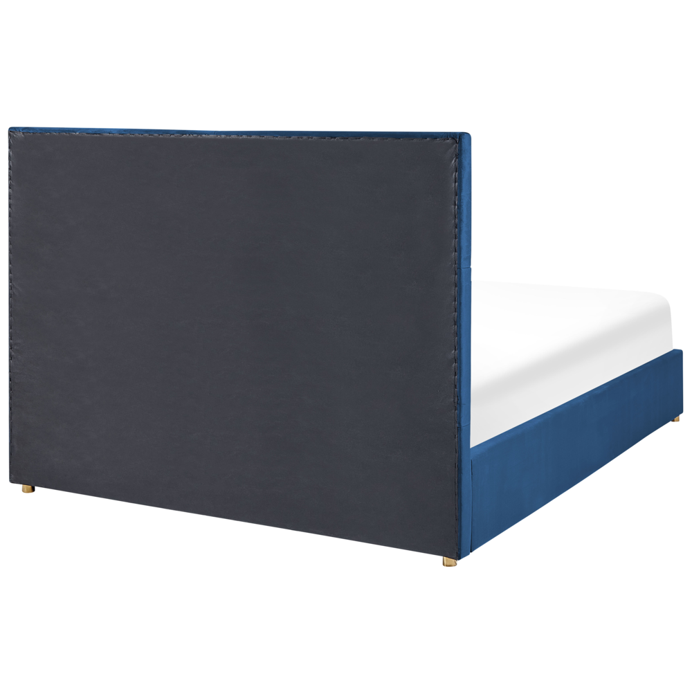 Letto con rete in velluto blu marino dorato 180 x 200 cm cassetti contenitori