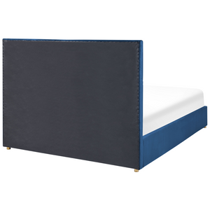 Letto con rete in velluto blu marino dorato 180 x 200 cm cassetti contenitori