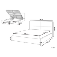 Letto con rete in velluto blu marino dorato 180 x 200 cm cassetti contenitori