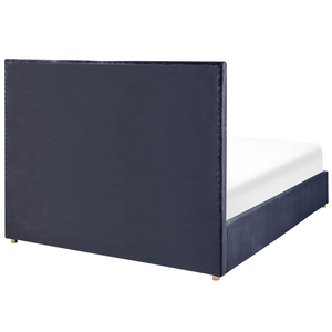 Letto con rete in velluto nero dorato 160 x 200 cm cassetti contenitori