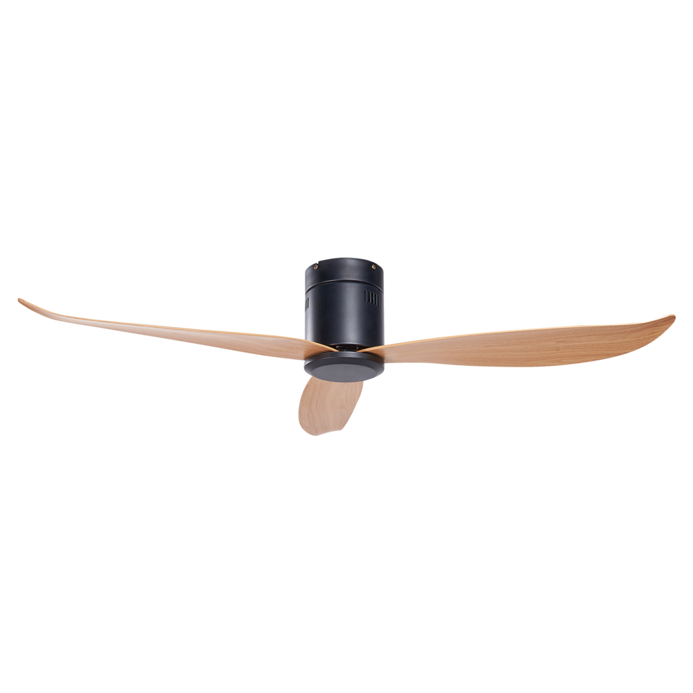 Ventilatore da soffitto con telecomando nero effetto legno stile moderno soggiorno camera da letto