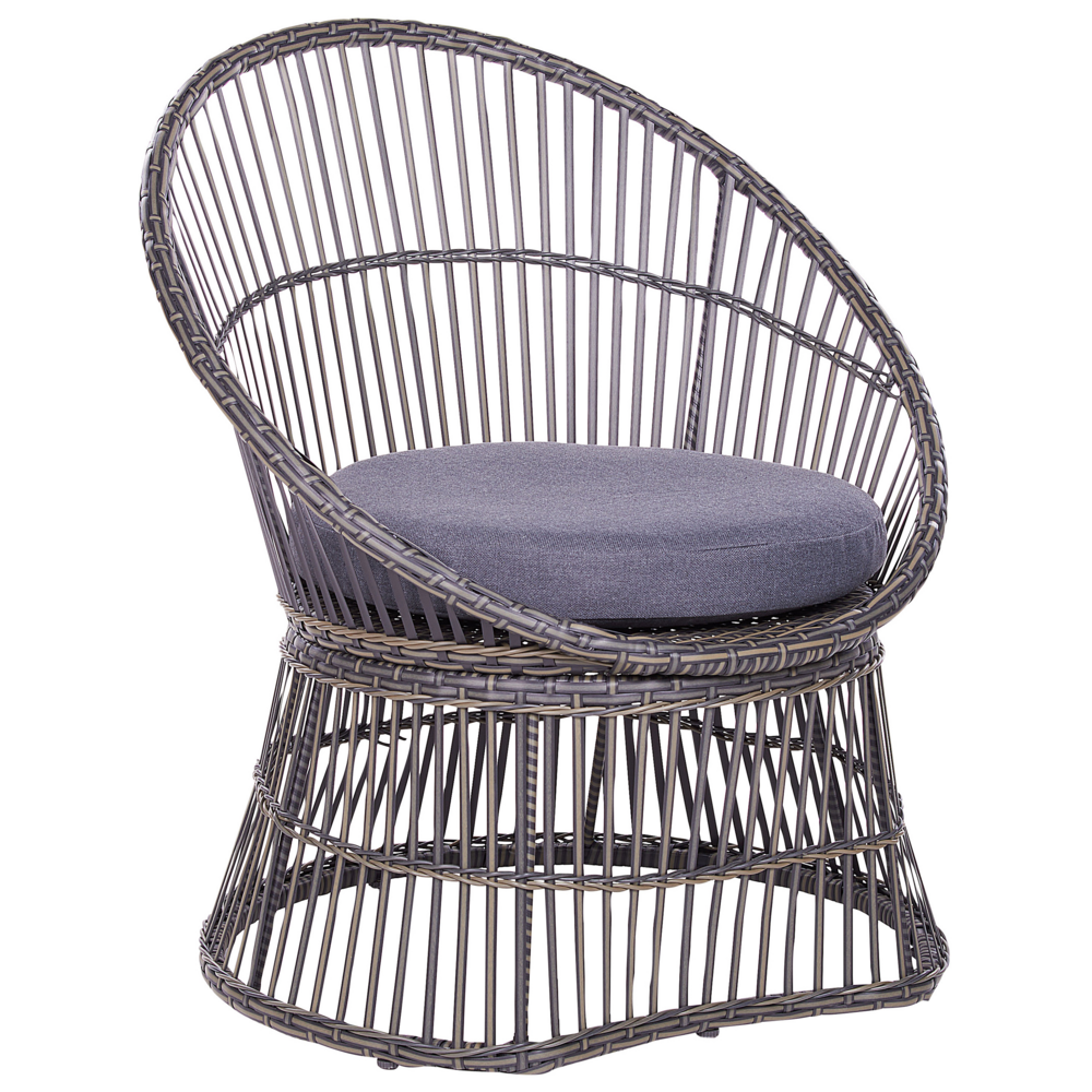 Set di bistrot tavolo e 2 sedie in rattan e vetro temperato tortora balcone terrazzo giardino esterno