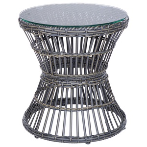 Set di bistrot tavolo e 2 sedie in rattan e vetro temperato tortora balcone terrazzo giardino esterno