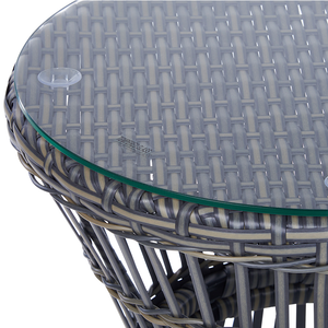 Set di bistrot tavolo e 2 sedie in rattan e vetro temperato tortora balcone terrazzo giardino esterno