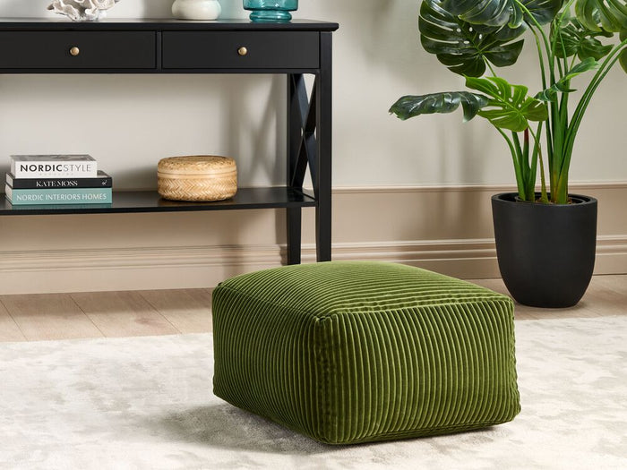 Moderno Pouf Intrecciato da Salotto 50 x 30 cm Motivo Verde Scuro