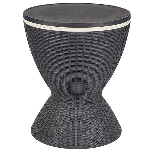 Tavolo da giardino rotondo in polipropilene nero con contenitore portaghiacchio integrato 48 cm terrazzo esterno moderno