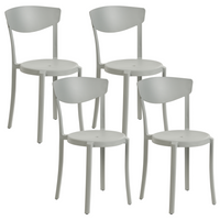 Set di 4 sedie moderne da interno ed esterno in plastica di colore grigio chiaro stile moderno contemporaneo