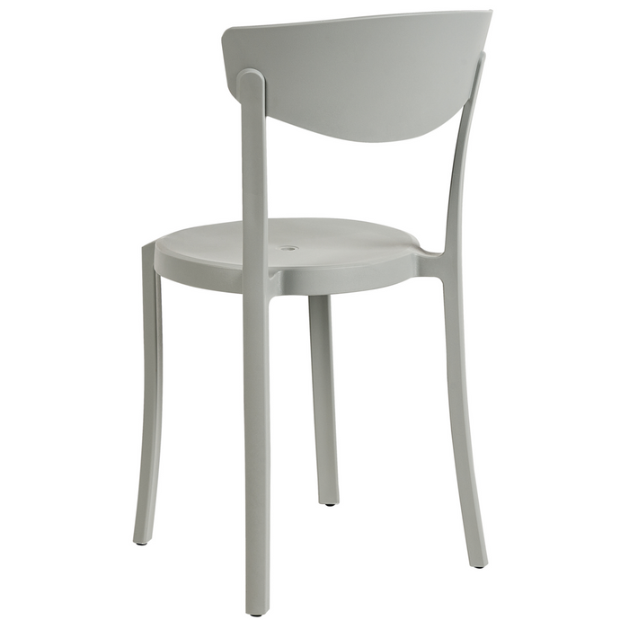 Set di 4 sedie moderne da interno ed esterno in plastica di colore grigio chiaro stile moderno contemporaneo