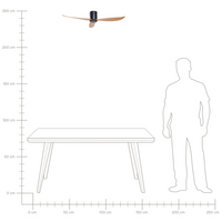 Ventilatore da soffitto con telecomando nero effetto legno stile moderno soggiorno camera da letto