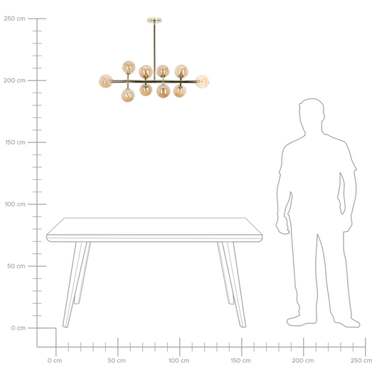 Lampadario moderno con 10 luci in acciaio color oro soggiorno sala da pranzo minimalista contemporaneo