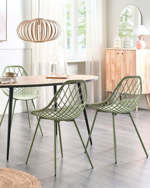 Set di 2 sedie da pranzo in materiale sintetico verde schienale netto design scandinavo moderno