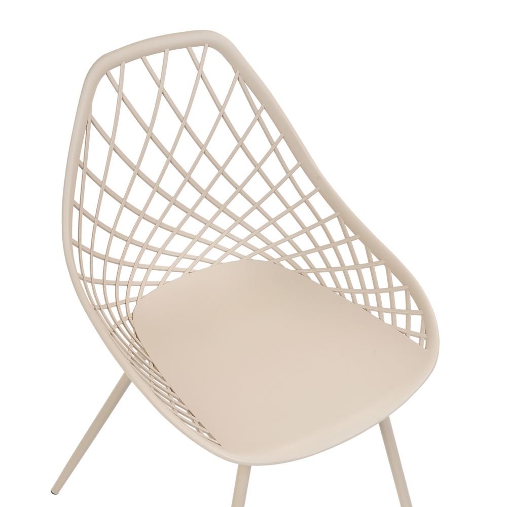 Set di 2 sedie da pranzo in materiale sintetico beige schienale netto design scandinavo moderno