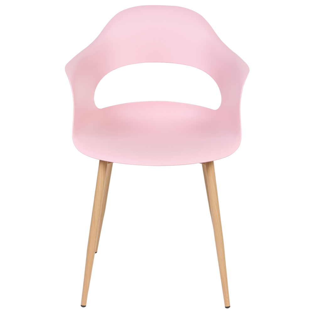 Set di 2 sedie da pranzo in materiale sintetico rosa gambe eleganti decorative stile contemporaneo