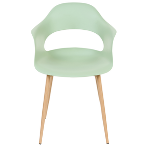 Set di 2 sedie da pranzo in materiale sintetico verde chiaro gambe eleganti decorative stile contemporaneo