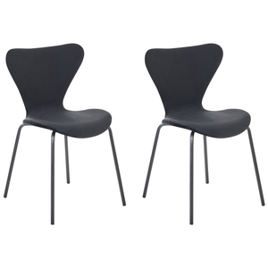 Set di 2 Sedie da pranzo in velluto nero con gambe in metallo senza braccioli design moderno