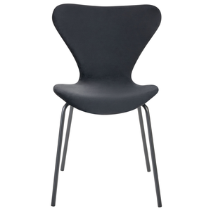 Set di 2 Sedie da pranzo in velluto nero con gambe in metallo senza braccioli design moderno