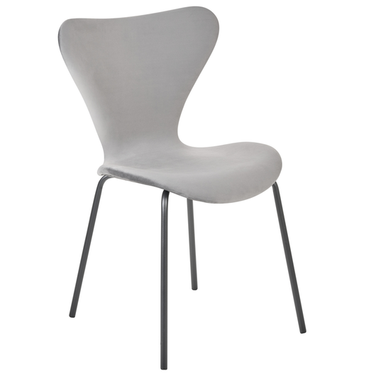 Set di 2 Sedie da pranzo in velluto nero e grigio chiaro con gambe in metallo senza braccioli design moderno