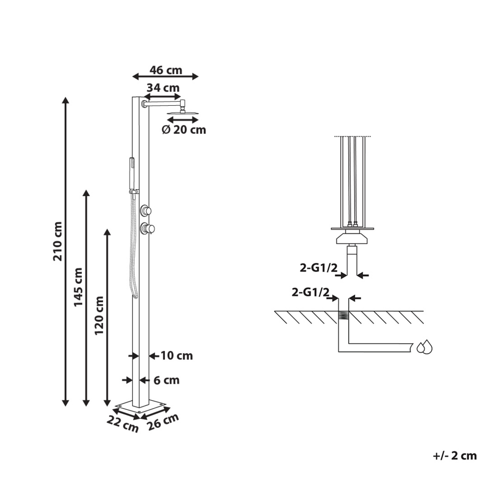 Doccia da esterno moderna in PVC argento giardino esterno glamour moderna