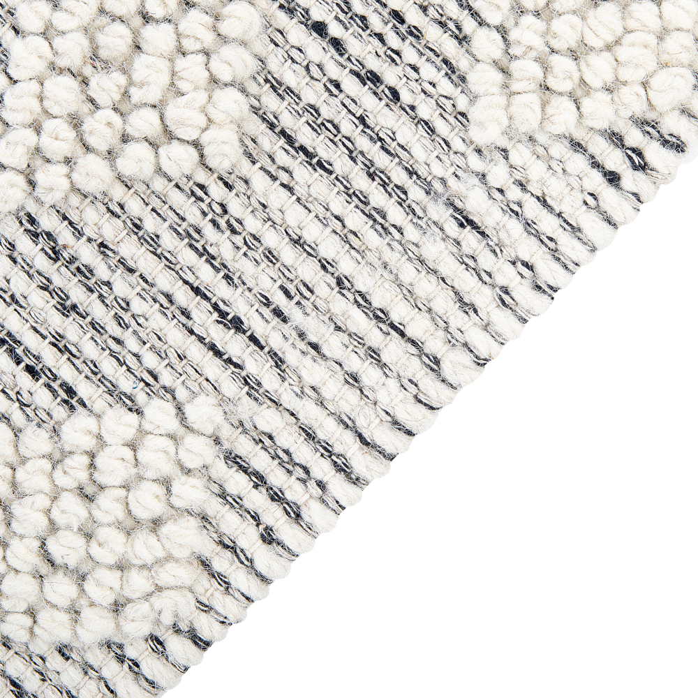 Tappeto bianco e grigio in lana 160 x 230 cm intrecciato a mano con motivi geometrici in stile scandinavo Soggiorno Camera da letto