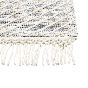 Tappeto bianco e grigio in lana 160 x 230 cm intrecciato a mano con motivi geometrici in stile scandinavo Soggiorno Camera da letto