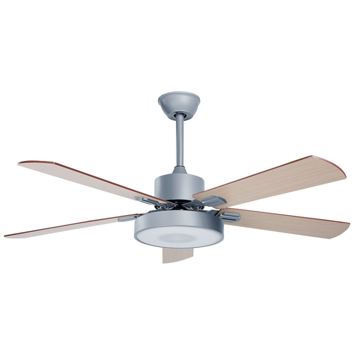 Ventilatore da soffitto con luce Ventilatore grigio Materiale sintetico Ferro Telecomando Luce Effetto Legno Grana Soggiorno Tradizionale