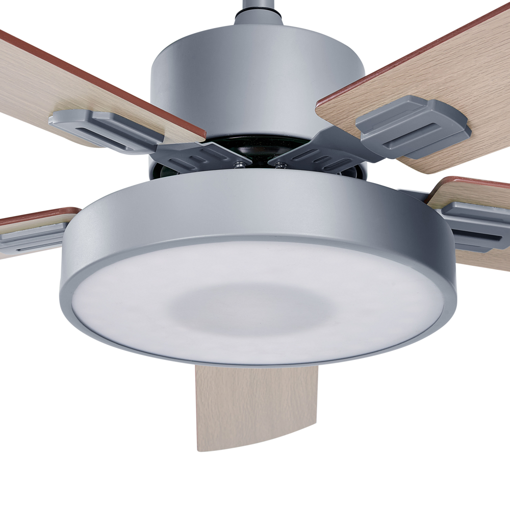 Ventilatore da soffitto con luce Ventilatore grigio Materiale sintetico Ferro Telecomando Luce Effetto Legno Grana Soggiorno Tradizionale